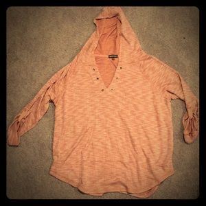 Light hoodie, coral color